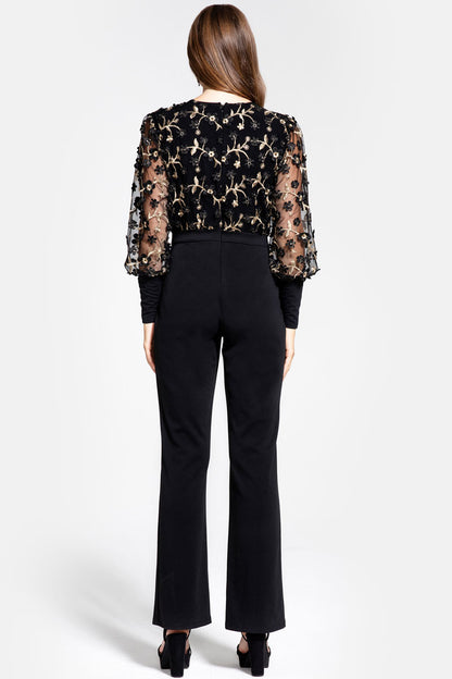 Ponte Jumpsuit with Blouson Sleeves