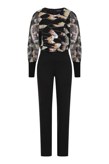 Ponte Jumpsuit with Blouson Sleeves