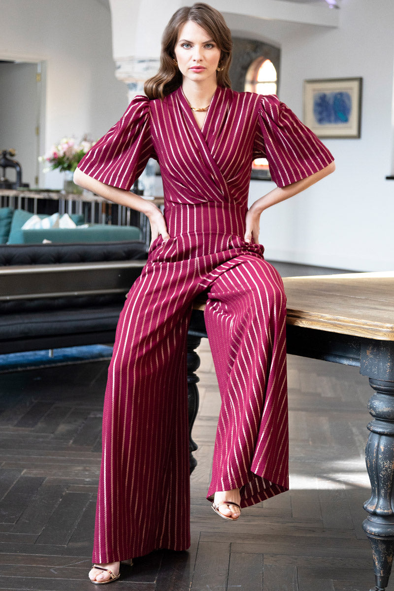 Gold Stripe Wide Leg Jumpsuit