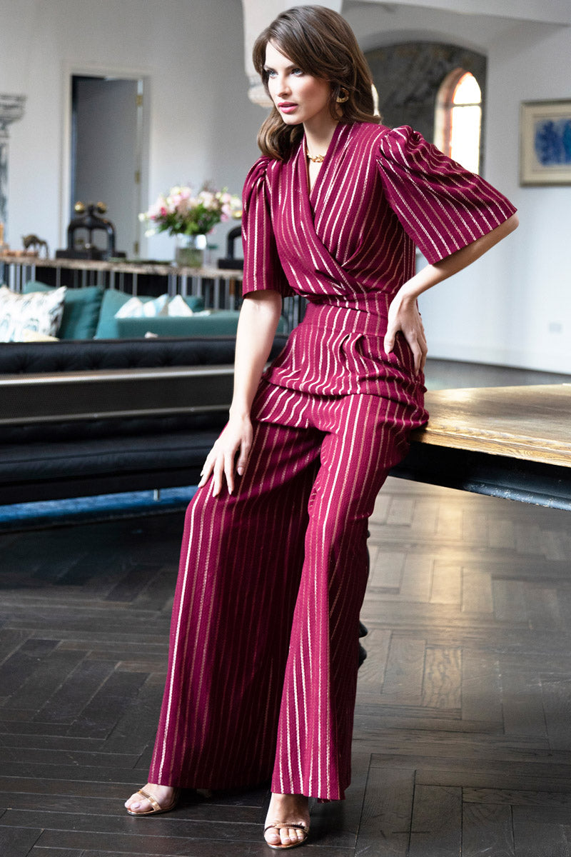 Gold Stripe Wide Leg Jumpsuit