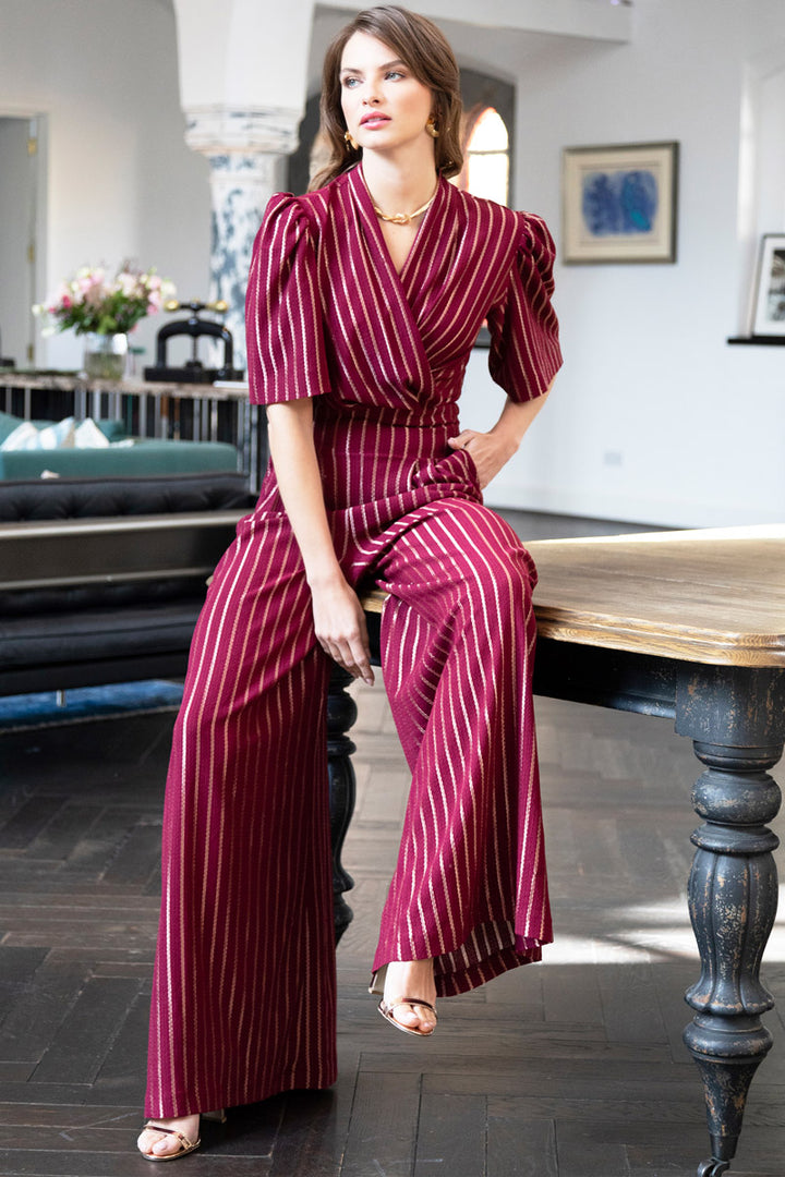 Gold Stripe Wide Leg Jumpsuit