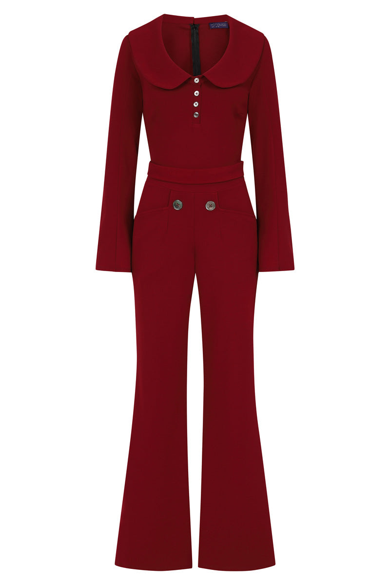 Bell-Bottom Jumpsuit with Collar Detail