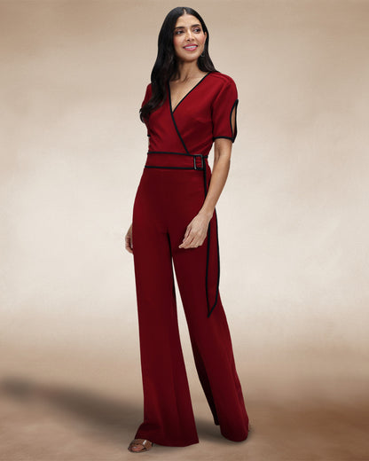 Contrast Piping Detail Jumpsuit