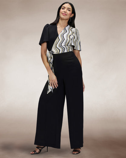 Overwrap Print Jumpsuit