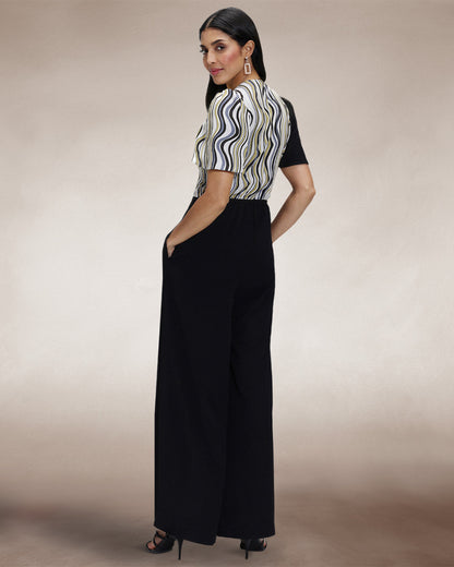 Overwrap Print Jumpsuit