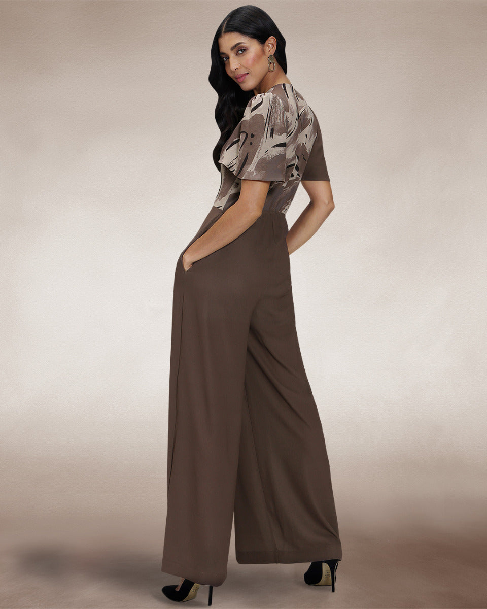 Overwrap Print Jumpsuit