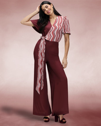 Overwrap Print Jumpsuit