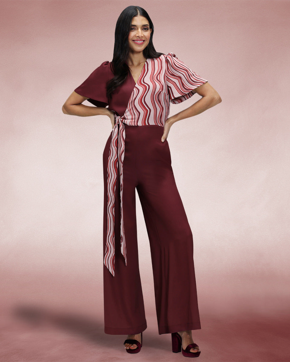 Overwrap Print Jumpsuit