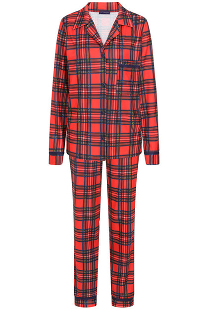 Red Tartan Jersey Womens Pyjama Set