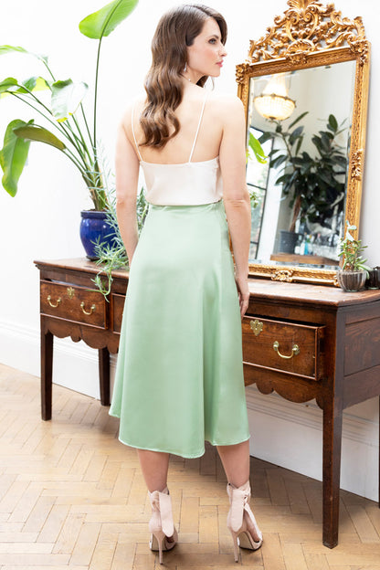 Satin Midi Skirt with Side Split