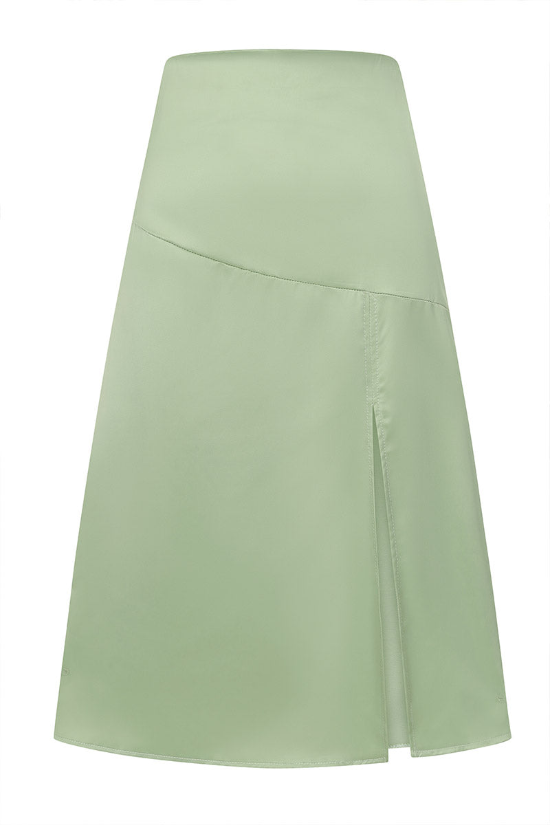 Satin Midi Skirt with Side Split