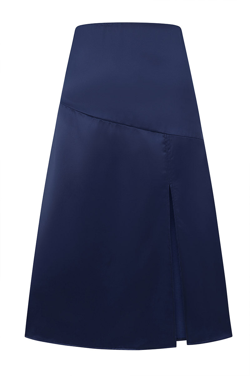 Satin Midi Skirt with Side Split