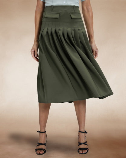 Pleated Utility Style Skirt