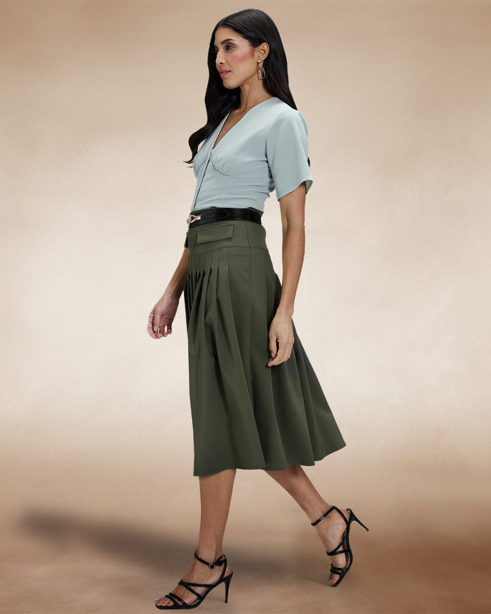 Pleated Utility Style Skirt