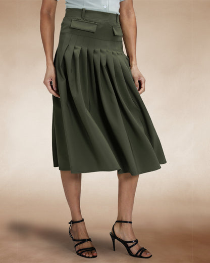 Pleated Utility Style Skirt