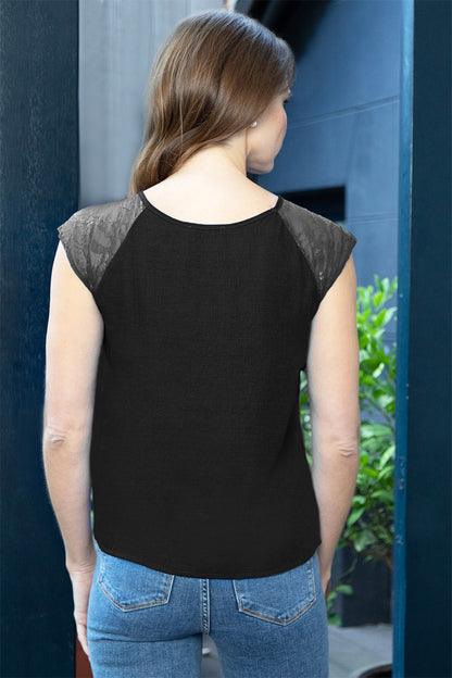 Lace Sleeved Crepe Top