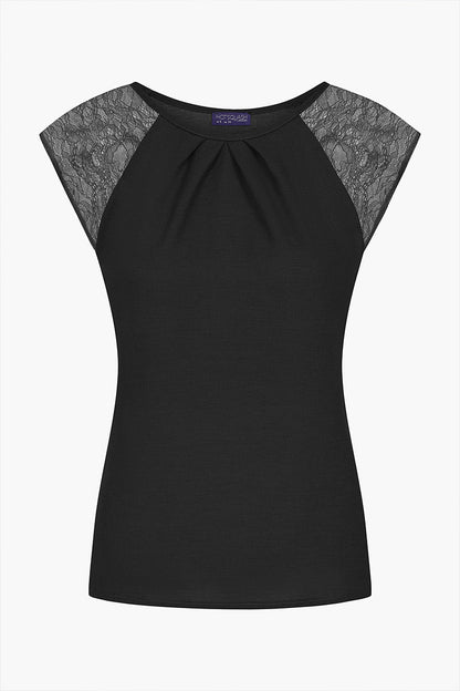 Lace Sleeved Crepe Top