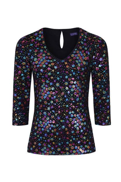 V Neck Sequin Party Top