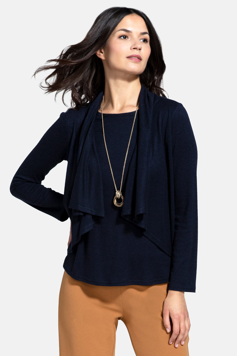 Knitted Top with Cardigan Draping