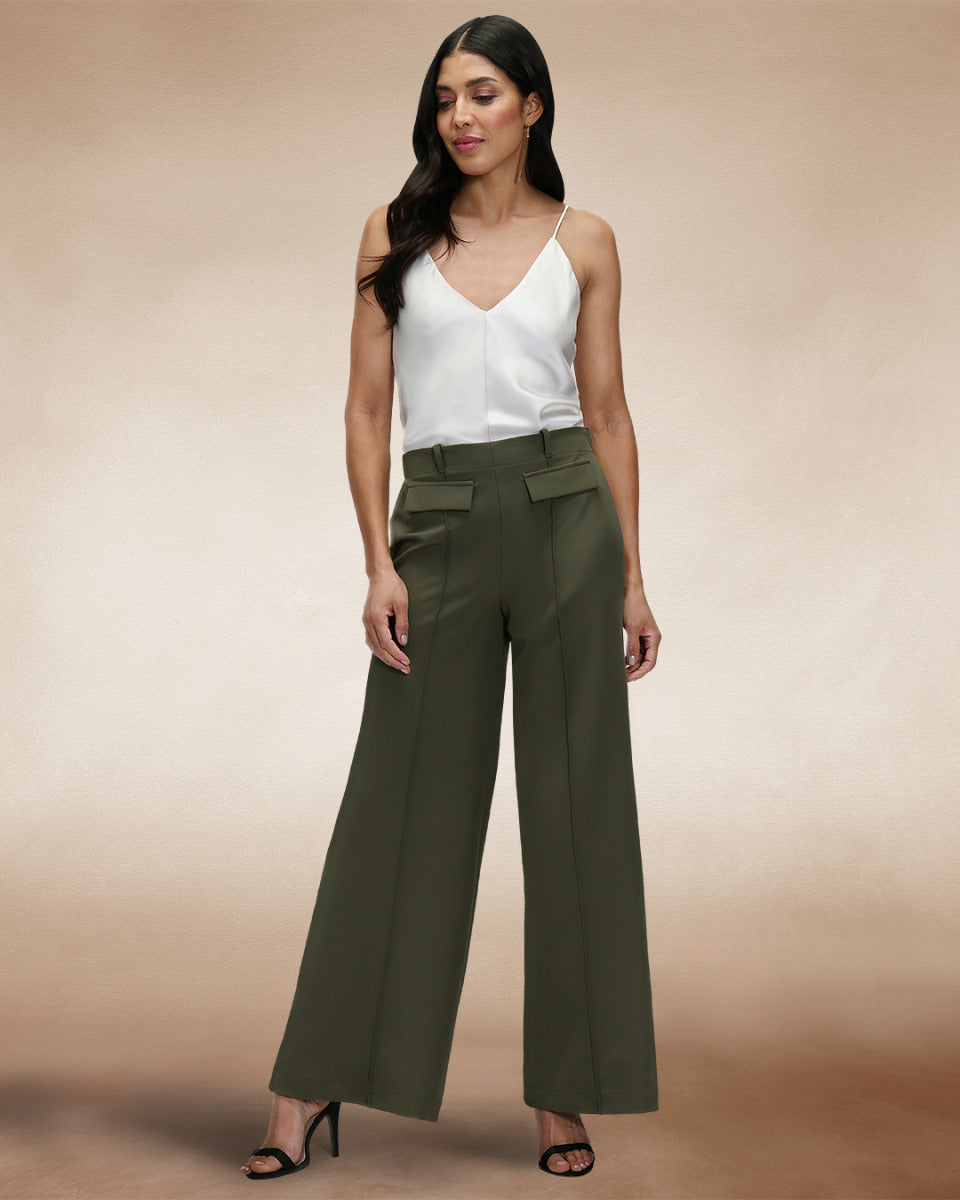 Utility Style Wide Leg Trousers