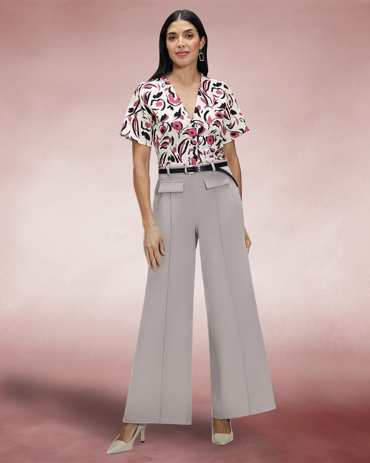 Utility Style Wide Leg Trousers