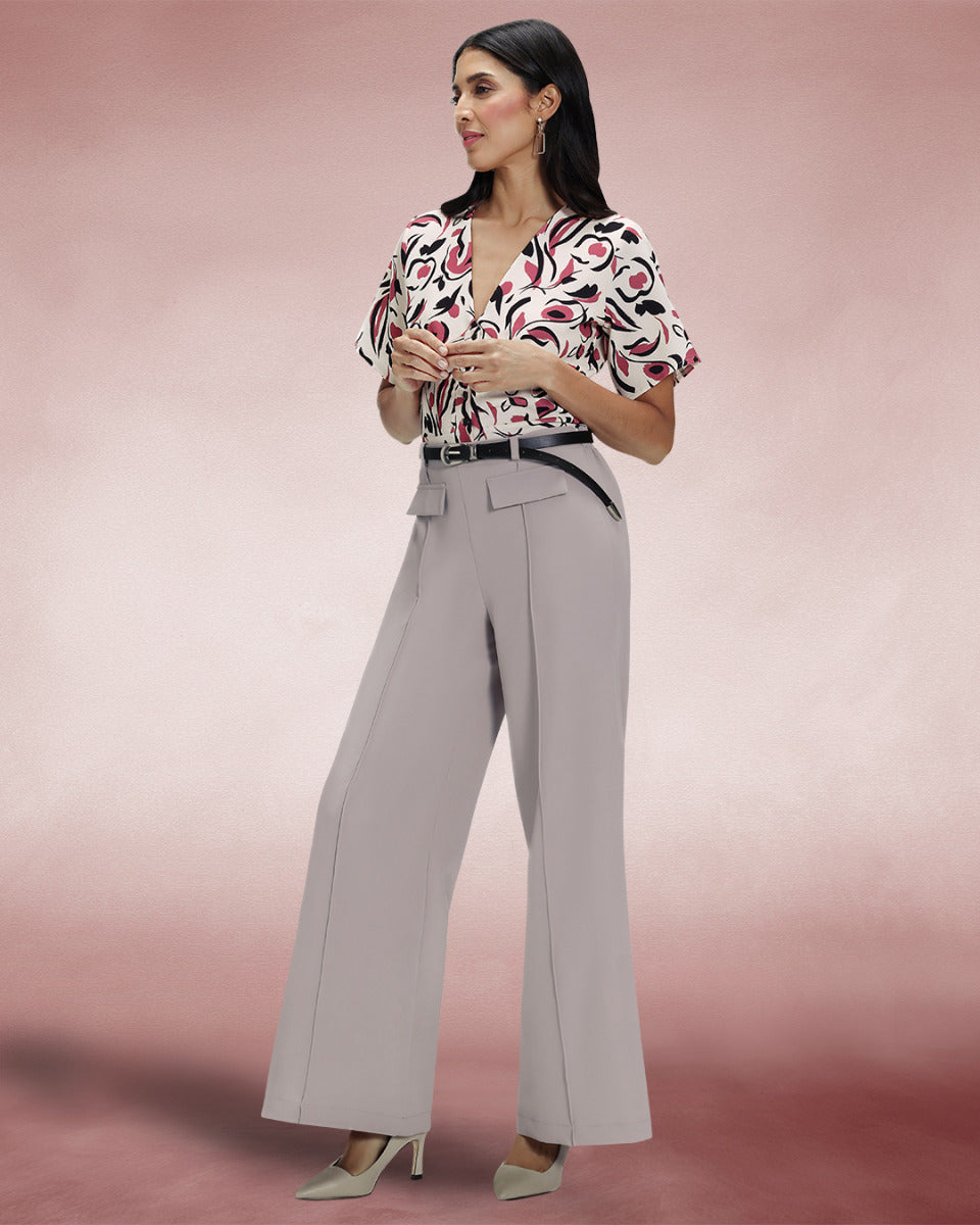 Utility Style Wide Leg Trousers