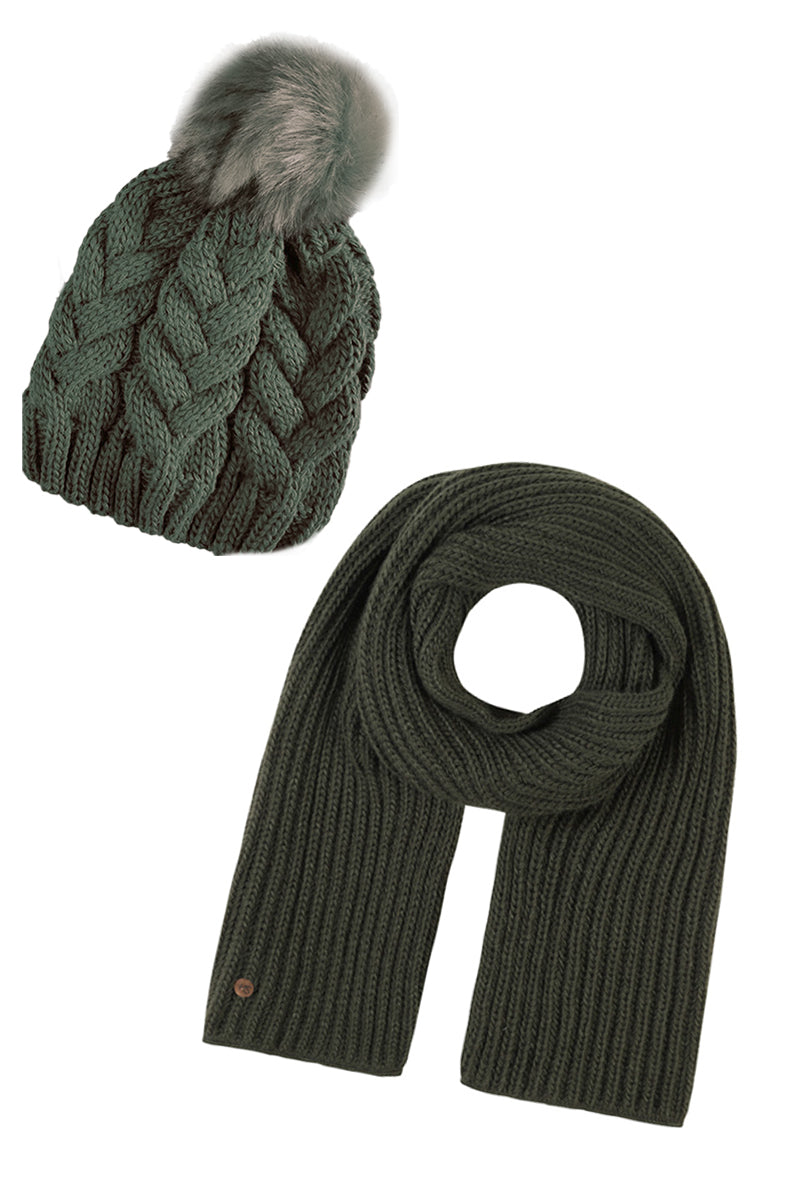 Womens Winter Beanie Hat and Scarf Set